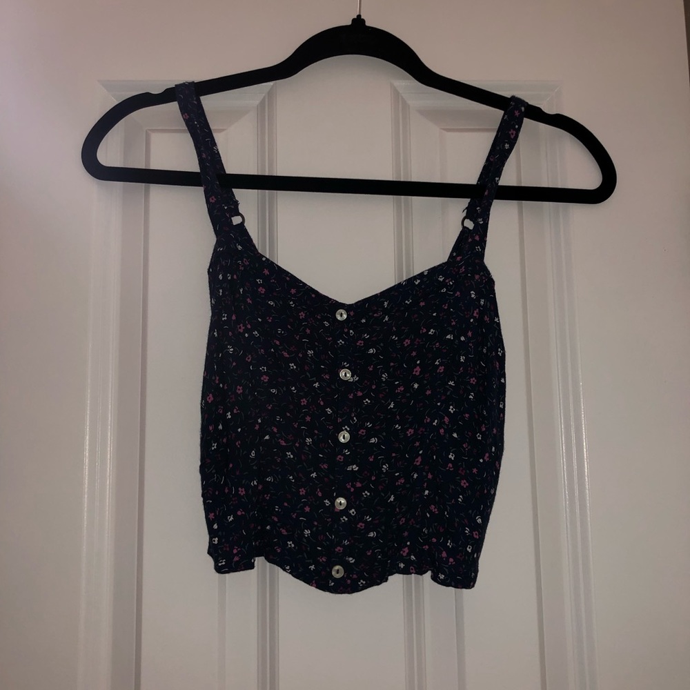 Blue Floral Crop Top